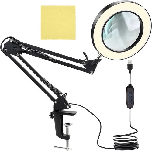 Stolní lampa s lupou a LED osvětlením IZOXIS – Černá