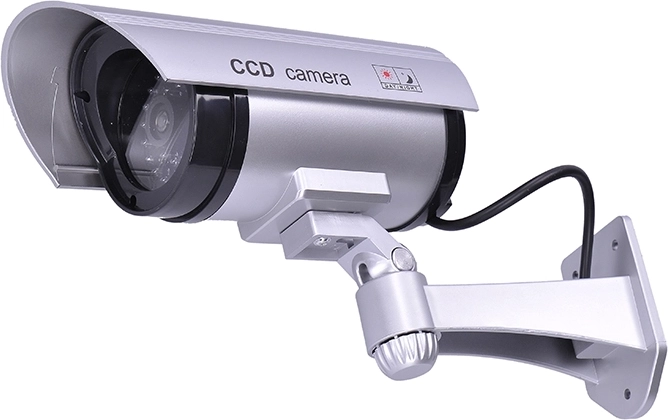 Solight maketa bezpečnostní kamery s LED diodou, IP44, stříbrná - 1 kus
