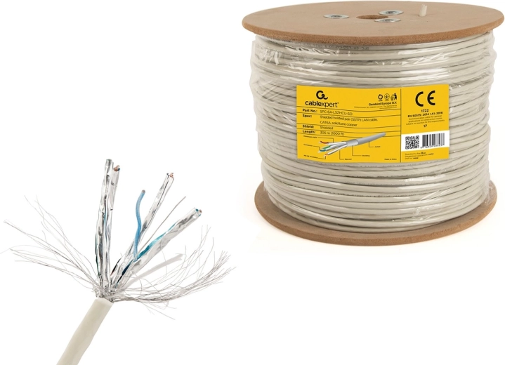 Cablexpert stíněný lan kabel s/ftp cat 6a lszh 305 m (plný vodič)