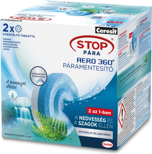 Náhradní tablety Ceresit Stop vlhkosti Aero 360° Osvěžující vodopád 2 × 450 g