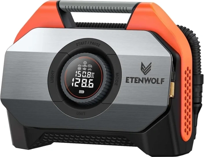 Autokompresor Etenwolf S6 s baterií 19 200 mAh, 11,03 bar, oranžový