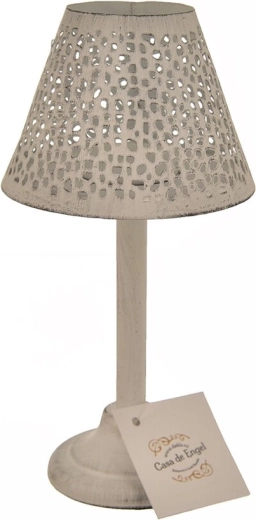 Kovový svícen lucerna bílý s puntíkovaným dekorem 20 cm