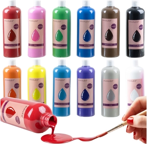 Plakátové barvy maaleo 12×500 ml – velká sada pro školu i ateliér