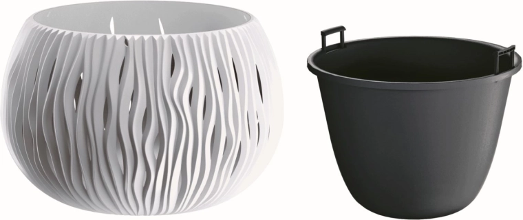 Květináč Sandy Bowl s vkladem 29 cm bílý
