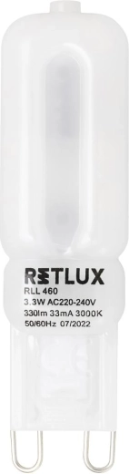 LED žárovka Retlux RLL 460 G9 3,3 W teplá bílá
