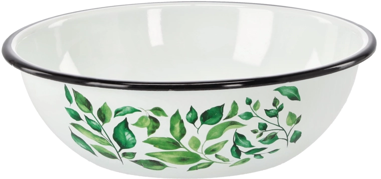 Emaliovaná miska 2,5 l s motivem fíkusu, bílá, 24,5 cm