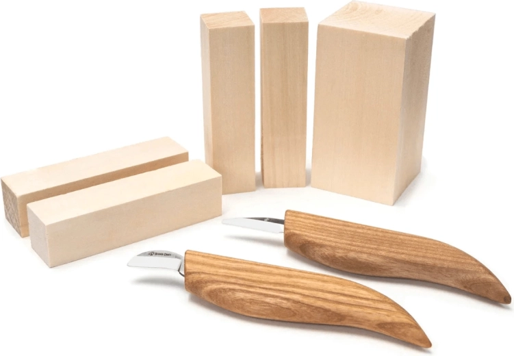 BeaverCraft Sada na vyřezávání figurek S16 (2 nože + lipové špalíčky)