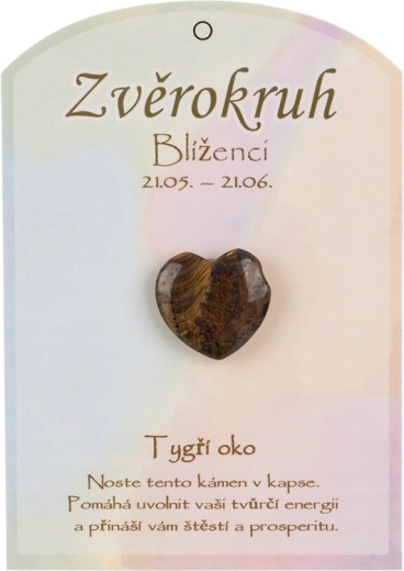 Tygří oko ve tvaru srdce pro znamení Blíženci