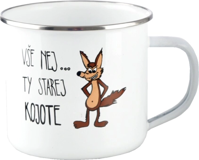 Bílý smaltovaný plecháček Kojot 500 ml