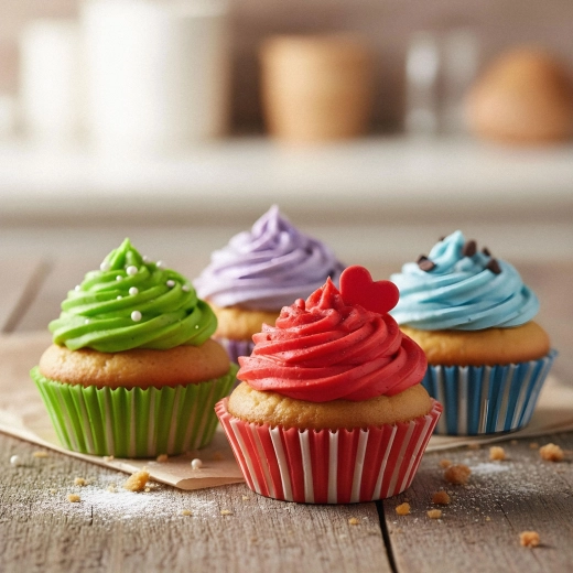 Sada pruhovaných papírových košíčků na muffiny