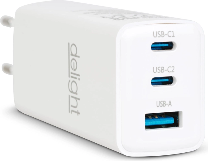 Síťový adaptér s USB-A 20 W a USB-C PD 45 W, bílý