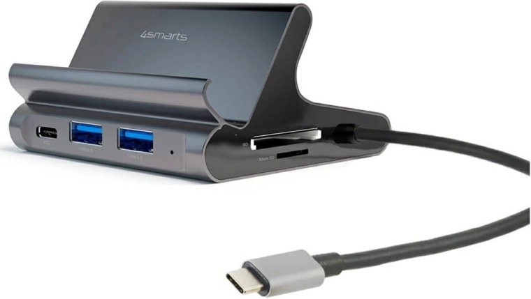 Stolní USB‑C dokovací stanice 7v1 se stojánkem pro tablet a telefon s podporou Samsung DeX