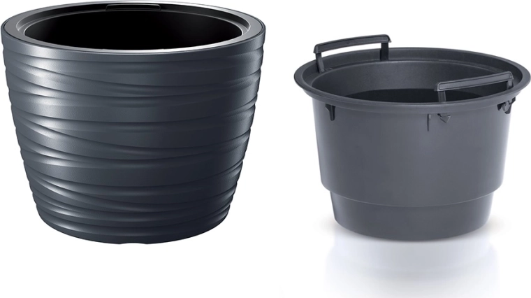 Nízky květináč s vložkou MAZE 47,5 cm antracit