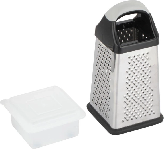 Nerezové čtyřhranné struhadlo s plastovou rukojetí a nádobkou