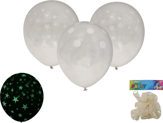 nafukovací balonky 30 cm, svítící ve tmě – sada 6 ks