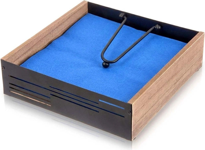 Kovový černý stojan na ubrousky s přítlačným ramenem LINE 18 × 18 × 5 cm