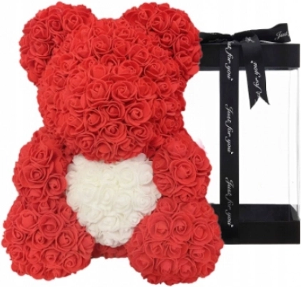 Medvídek z růží 40 cm – valentýnský dárek