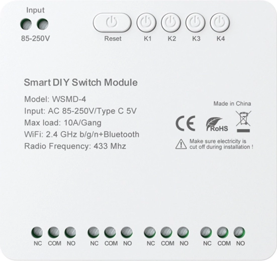 Chytrý čtyřkanálový spínací modul AVATTO pro kutily 250 V