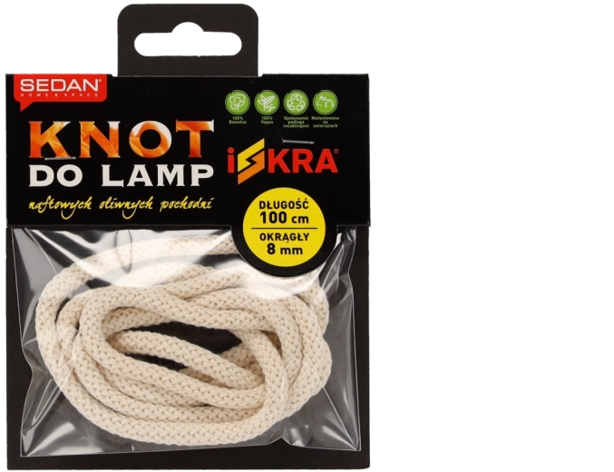 Náhradní kulatý bavlněný knot do petrolejové/naftové lampy 8 mm