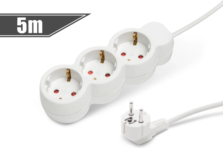 Prodlužovací kabel se 3 zásuvkami, 5 m