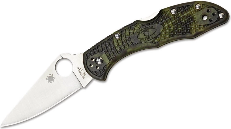 Spyderco delica 4 flat ground lightweight green zome kapesní nůž 7,4 cm