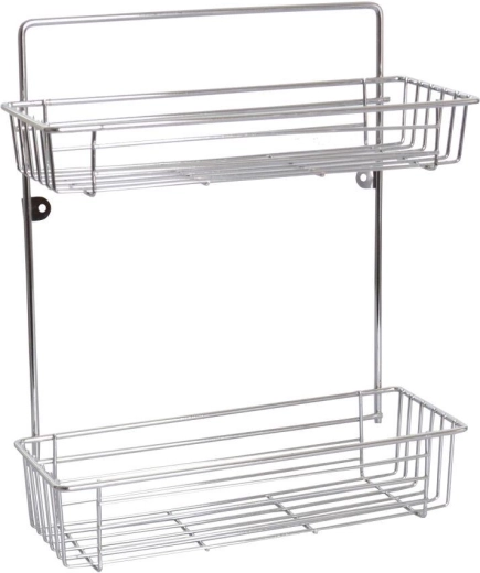 Dvoupatrová koupelnová polička 28 × 14,5 × 37 cm chrom