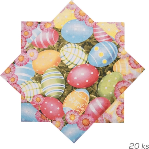 Papírové velikonoční ubrousky s motivem vajíček 33 × 33 cm 20 ks