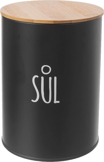 Minimalistický černý design s jasným označením „Sůl“
