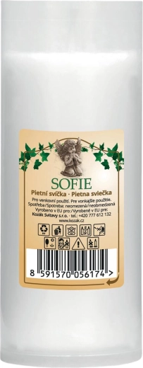 Náhradní hřbitovní svíčka parafínová bílá 14 cm