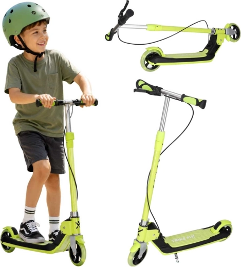 Trike Fix dětská skládací koloběžka s LED koly, neonově zelená