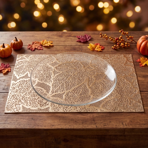 Prostírání s motivem listů z PVC 45 × 30 cm – Zlatá