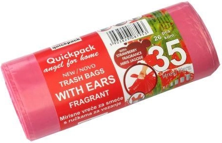 Pytle na odpad s uchy 35 l se svěží vůní jahody