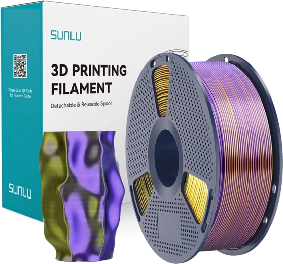 Sunlu PLA+ silk tříbarevný filament černá/zlatá/fialová