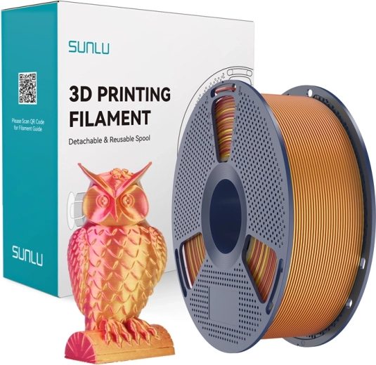 Sunlu PLA+ silk dvoubarevný filament pro 3D tisk (červená/zlatá)