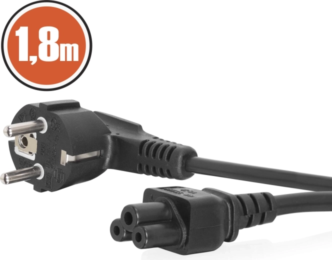 Napájecí kabel k notebooku IEC C5 s úhlovou vidlicí, 1,8 m