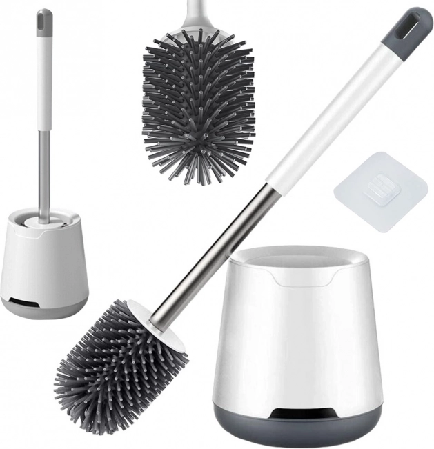 Silikonový závěsný WC kartáč s držákem