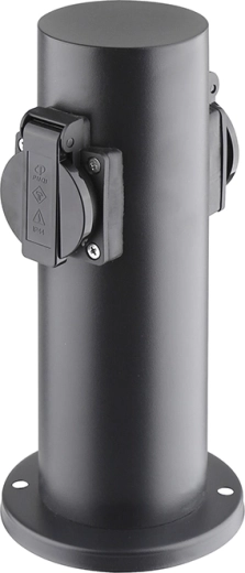 Solight zahradní elektrický sloupek IP44 se 2 zásuvkami, nerez, černý - 1 kus