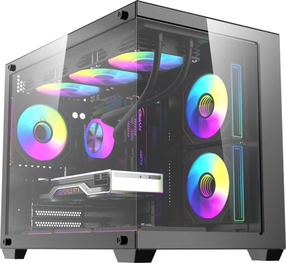 Počítačová skříň DarkFlash B275 Pro černá se 6 ventilátory