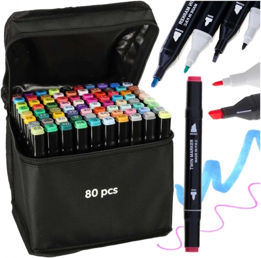 Dvoustupňové alkoholové markery v pouzdře s podstavcem – 80