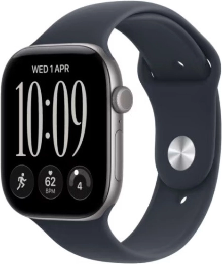 Apple Watch Series 12 GPS 46 mm s hliníkovým pouzdrem hvězdně šedé barvy a sportovním řemínkem tmavě modré barvy S/M