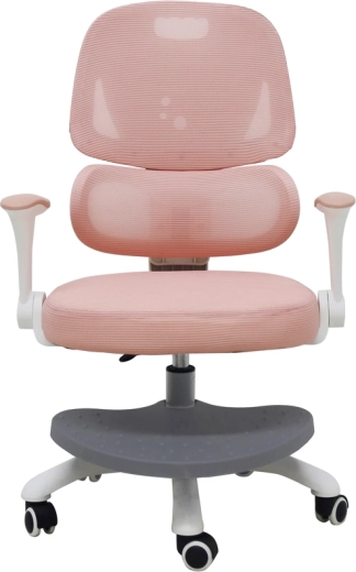 Ergonomická dětská otočná židle k psacímu stolu s podnožkou růžová