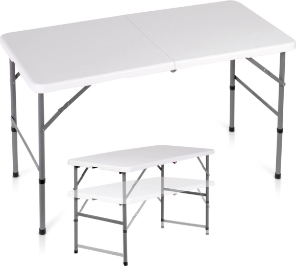Vilde skládací cateringový stůl 2v1 bílý 120 × 60 cm, výška 49/73,5 cm