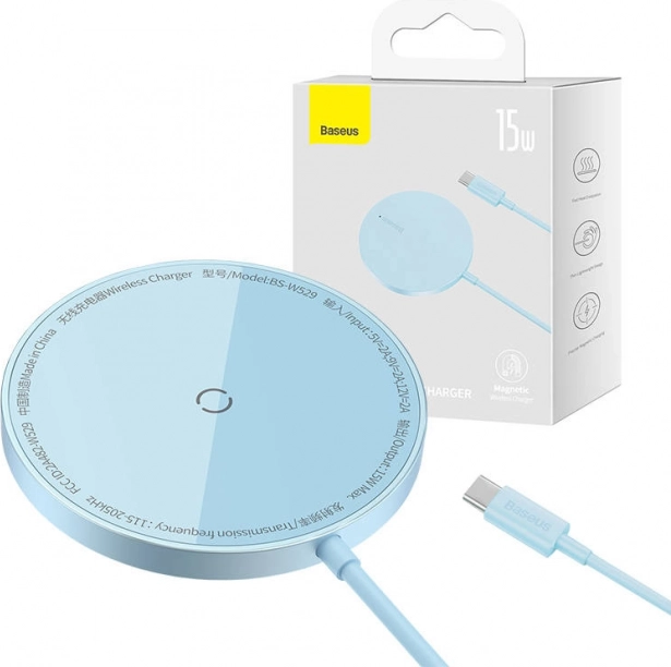 Magnetická bezdrátová nabíječka BASEUS Simple Mini3 15W modrá