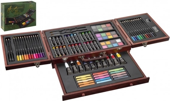 Kreativní výtvarná sada v dřevěném kufříku 103 ks