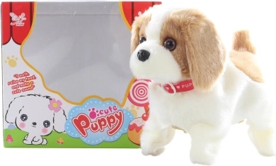 Chodící pejsek hnědo-bílý se saltami