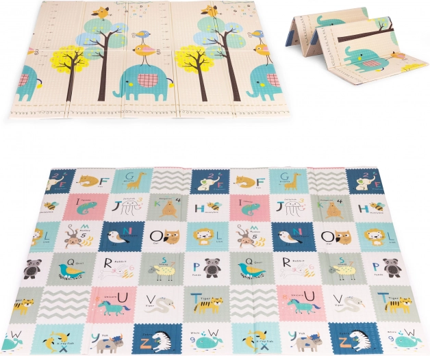 Oboustranná pěnová hrací podložka 200 × 150 cm s abecedou a výškoměrem ECOTOYS