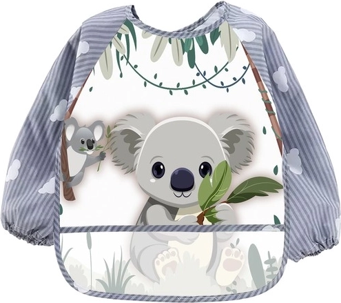 Dětský nepromokavý bryndák s dlouhými rukávy KRUZZEL s kapsou – koala