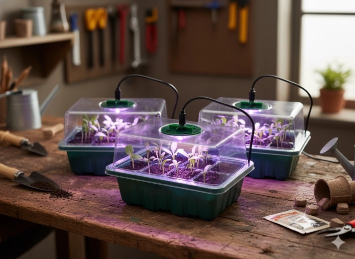 Integrované LED osvětlení pro silné sazenice