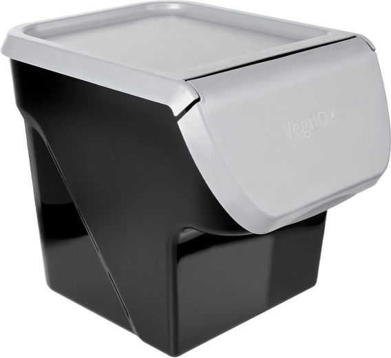 Plastový box na ovoce a zeleninu s výklopným víkem 13 l, šedý