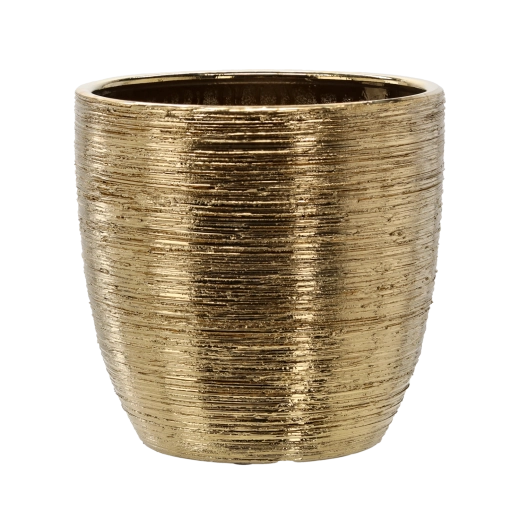 Keramický obal na květináč 30 × 30 × 29,5 cm zlatý